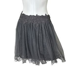 NEW GB Size S Tulle Lace Mini Skirt Fairy Goth Grunge Feminine Floral Gray